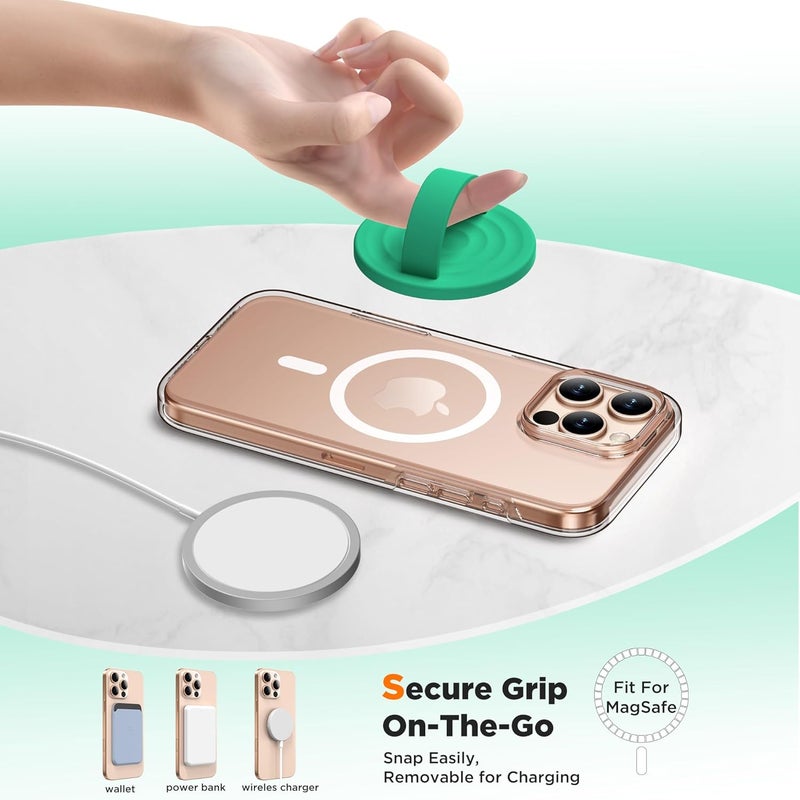 COFFKER Magnetic Phone Grip Ring Holder, Liquid Silicone Magnet Cell Phone Grip Finger Loop, Compatible with Magsafe, Back of Phone for iPhone 17/16/15/14/13/12 Series, Emerald Green - Image 4